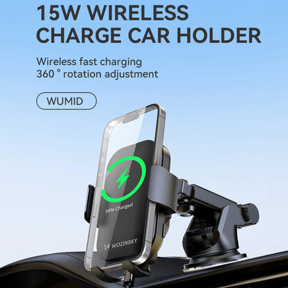 Wozinsky WUMID Auto-Armaturenbrett-Telefonhalterung mit 15 W induktivem Ladegerät, Schwarz