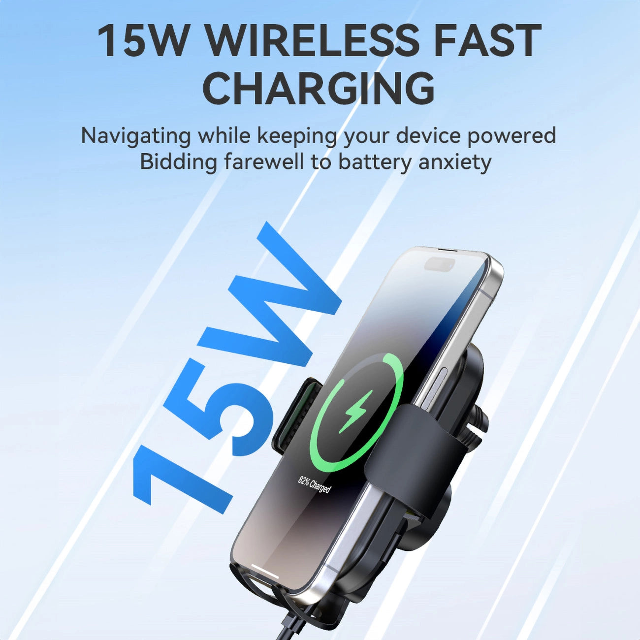 Wozinsky WUMID Auto-Armaturenbrett-Telefonhalterung mit 15 W induktivem Ladegerät, Schwarz