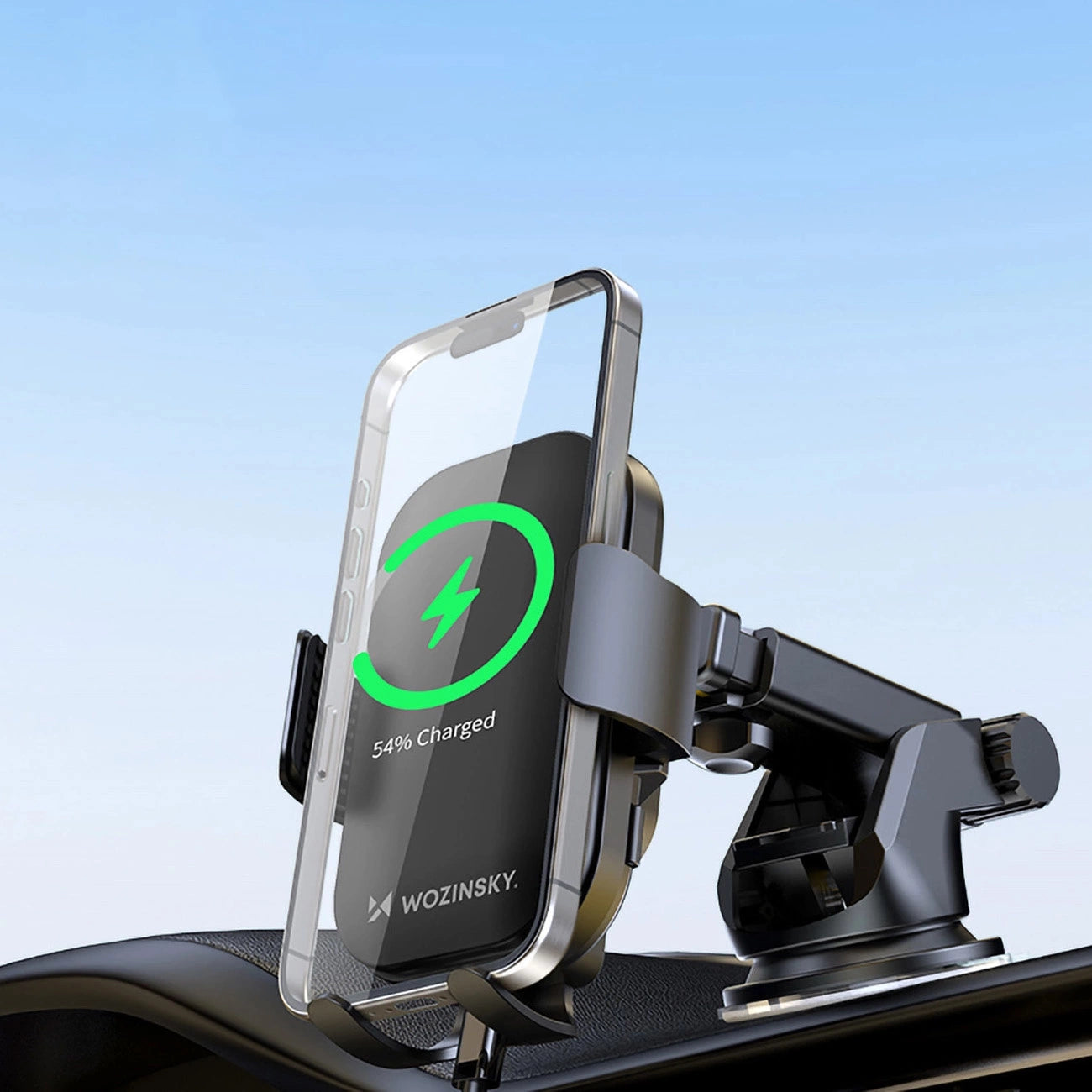 Wozinsky WUMID Auto-Armaturenbrett-Telefonhalterung mit 15 W induktivem Ladegerät, Schwarz