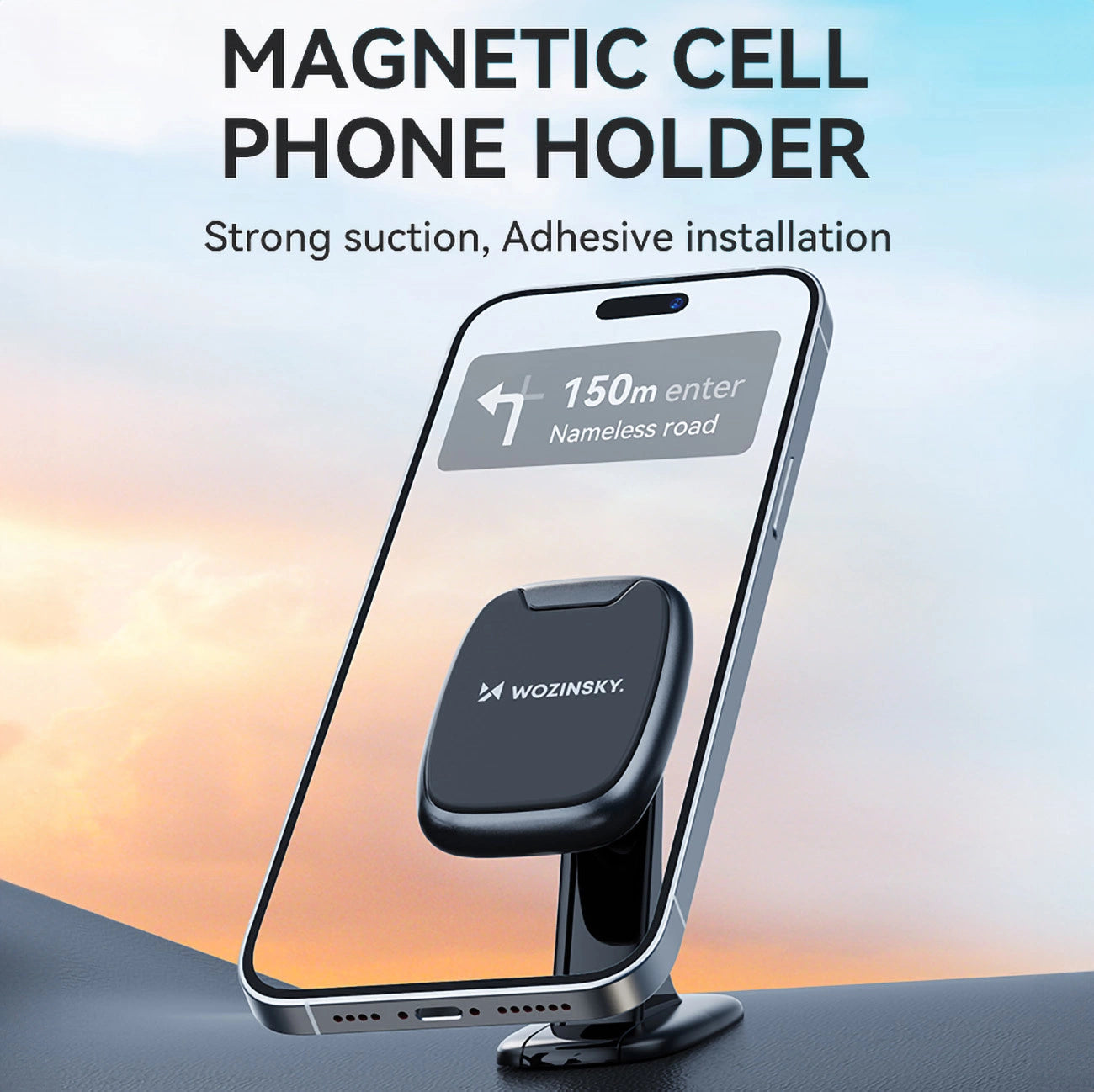 Wozinsky WUMTD Magnetische Handyhalterung fürs Armaturenbrett, Schwarz