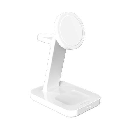 ZAGG Mophie Snap+ 3-in-1 Qi2 kabelloses Standladegerät für drei Geräte, kompatibel mit MagSafe und Qi2 – Weiß