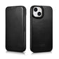 iCarer CE Oil Wax Premium Leather Folio Case Leather Case iPhone 14 Plus Magnetic Flip MagSafe Black (AKI14220707-BK)