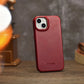 iCarer CE Oil Wax Premium Leather Folio Case iPhone 14 Plus Magnetic Flip Leather Folio Case MagSafe Red (AKI14220707-RD)