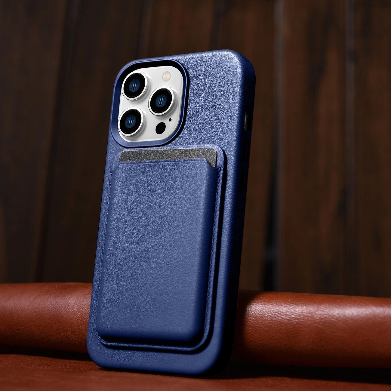 iCarer Case Leather Cover Echtleder Case für iPhone 14 Pro Max blau (WMI14220708-BU) (MagSafe kompatibel)