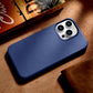 iCarer Case Leather Cover Echtleder Case für iPhone 14 Pro Max blau (WMI14220708-BU) (MagSafe kompatibel)