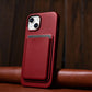 iCarer Case Lederhülle aus Naturleder für iPhone 14 Plus rot (kompatibel mit MagSafe)