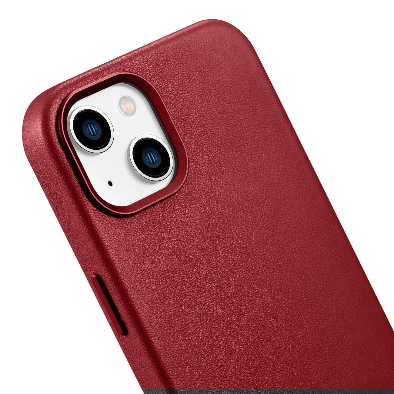 iCarer Case Lederhülle aus Naturleder für iPhone 14 Plus rot (kompatibel mit MagSafe)