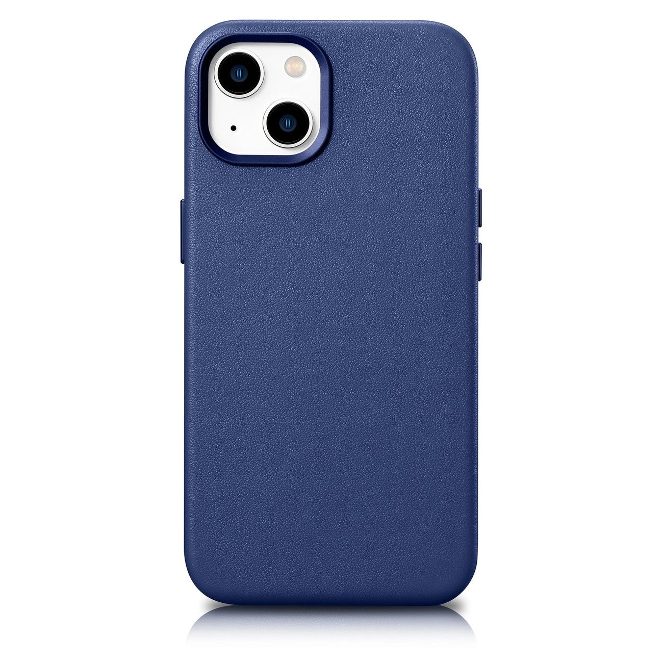 iCarer Case Lederhülle für iPhone 14 Plus Echtlederhülle blau (kompatibel mit MagSafe)
