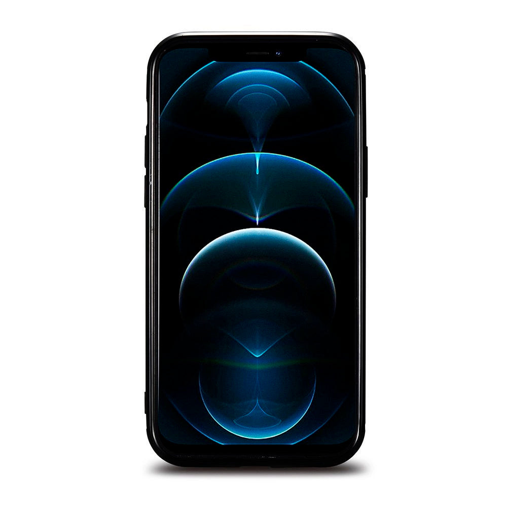 iCarer Leder Oil Wax Hülle mit echtem Leder bezogen für iPhone 12 Pro Max schwarz (ALI1206-BK)