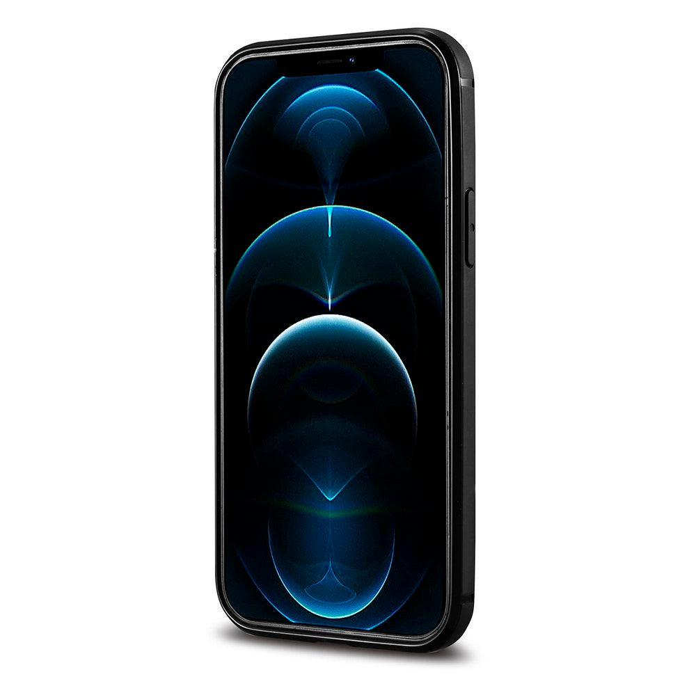 iCarer Leder Oil Wax Hülle mit echtem Leder bezogen für iPhone 12 Pro Max schwarz (ALI1206-BK)