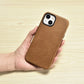 iCarer Oil Wax Premium Leather Case iPhone 14 Hülle aus magnetischem Leder mit MagSafe braun (WMI14220701-TN)