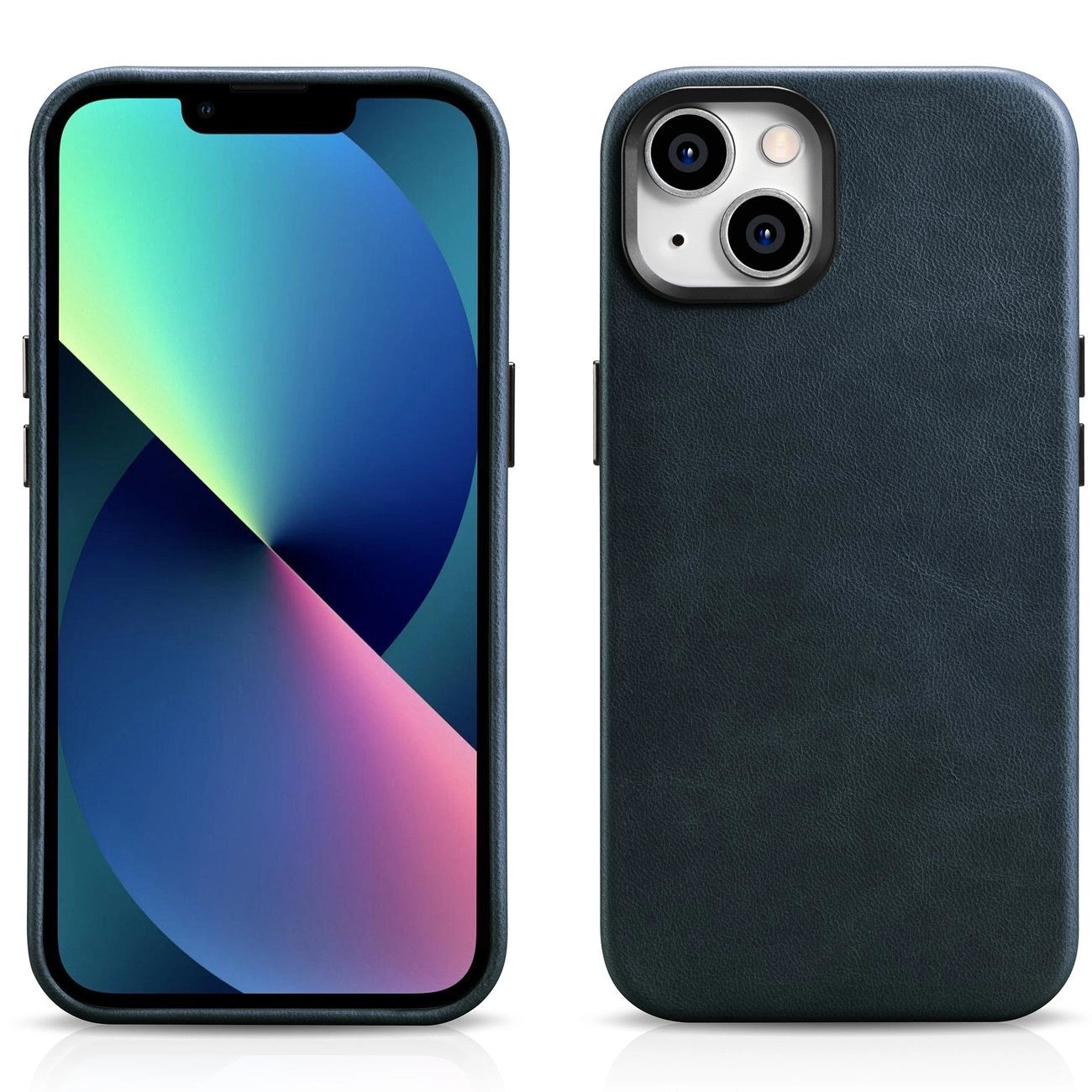 iCarer Oil Wax Premium Ledertasche iPhone 14 Plus Magnetische Ledertasche mit MagSafe Dunkelblau (WMI14220703-BU)