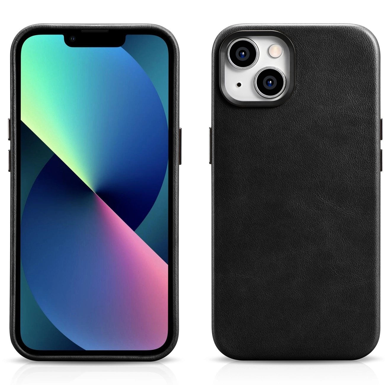 iCarer Oil Wax Premium Ledertasche iPhone 14 Plus Magnetische Ledertasche mit MagSafe Schwarz (WMI14220703-BK)