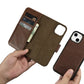 iCarer Oil Wax Wallet Case 2in1 Case iPhone 14 Leder Flip Cover Anti-RFID braun (WMI14220721-BN)
