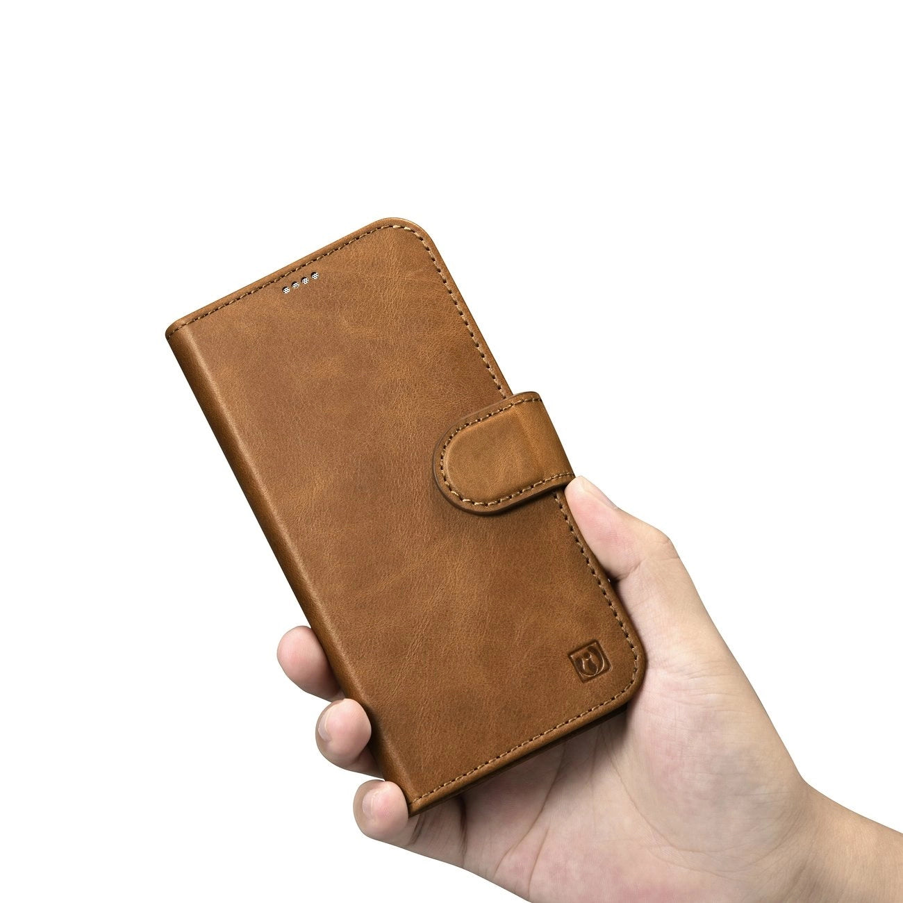 iCarer Oil Wax Wallet Case 2in1 Case iPhone 14 Leder Flip Cover Anti-RFID braun (WMI14220721-TN)