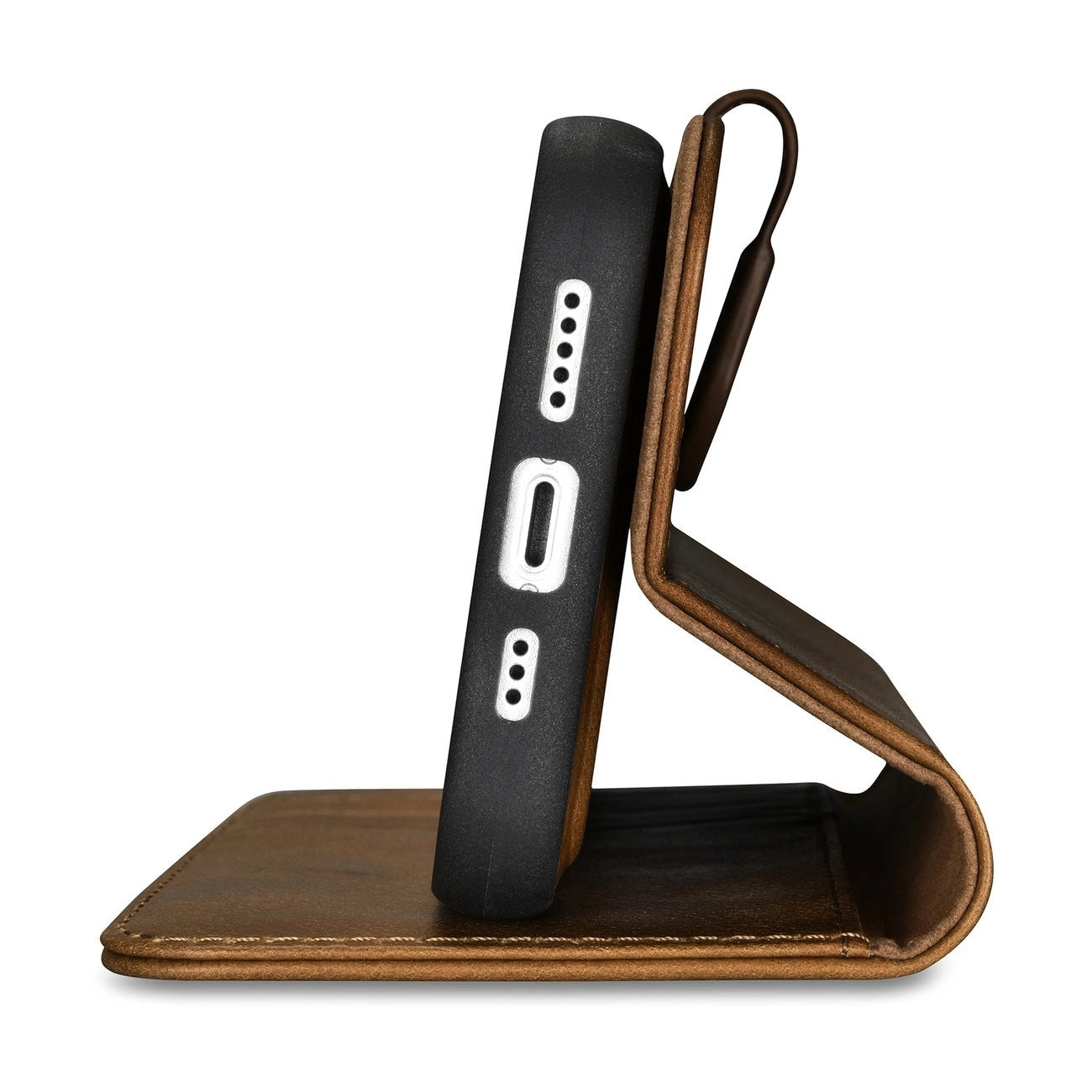 iCarer Oil Wax Wallet Case 2in1 Case iPhone 14 Leder Flip Cover Anti-RFID braun (WMI14220721-TN)