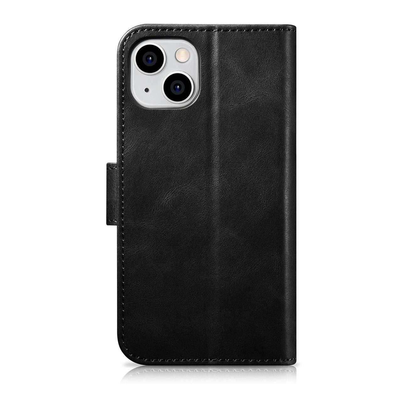 iCarer Oil Wax Wallet Case 2in1 Case iPhone 14 Leder Flip Cover Anti-RFID schwarz (WMI14220721-BK)