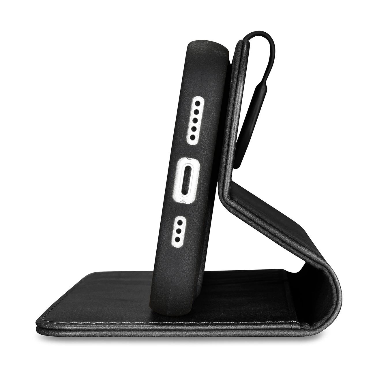 iCarer Oil Wax Wallet Case 2in1 Case iPhone 14 Leder Flip Cover Anti-RFID schwarz (WMI14220721-BK)