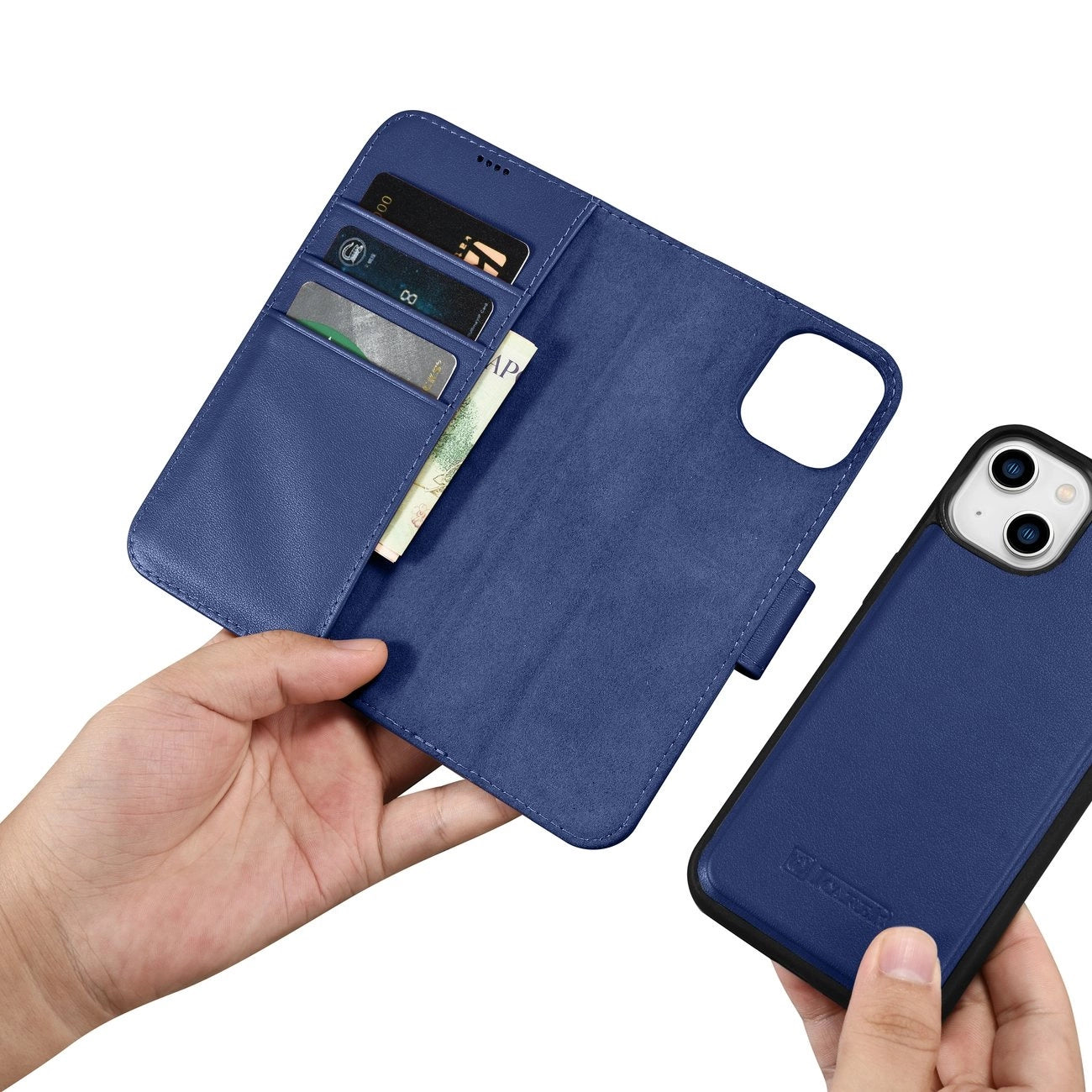 iCarer Wallet Case 2in1 Case iPhone 14 Anti-RFID Leder Flip Case Blau (WMI14220725-BU)