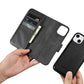 iCarer Wallet Case 2in1 Cover iPhone 14 Plus Anti-RFID Leder Flip Case Schwarz (WMI14220727-BK)