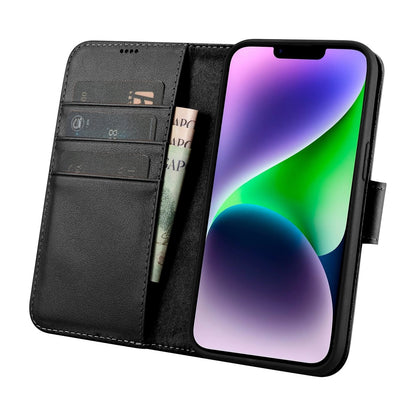 iCarer Wallet Case 2in1 Cover iPhone 14 Plus Anti-RFID Leder Flip Case Schwarz (WMI14220727-BK)