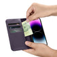 iCarer Wallet Case 2in1 Cover iPhone 14 Pro Anti-RFID Leder Flip Case Dunkellila (WMI14220726-DP)
