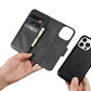 iCarer Wallet Case 2in1 Cover iPhone 14 Pro Leder Flip Cover Anti-RFID schwarz (WMI14220726-BK)