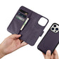 iCarer Wallet Case 2in1 Cover iPhone 14 Pro Max Anti-RFID Leder Flip Case Dunkellila (WMI14220728-DP)