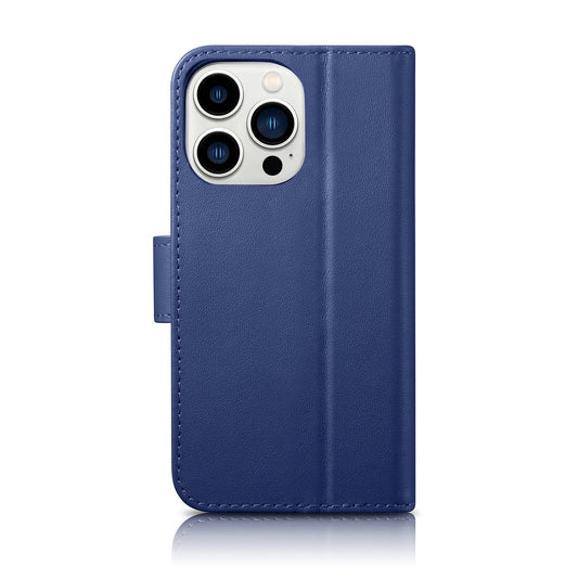 iCarer Wallet Case 2in1 Cover iPhone 14 Pro Max Leder Flip Case Anti-RFID blau (WMI14220728-BU)