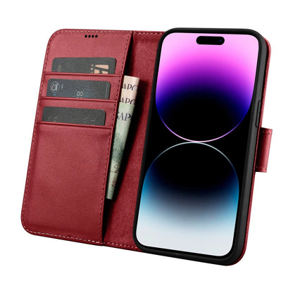 iCarer Wallet Case 2in1 Cover iPhone 14 Pro Max Leder Flip Cover Anti-RFID Rot (WMI14220728-RD)