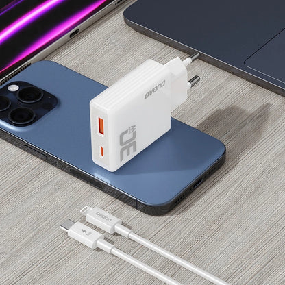 Schnelllade-Set 30W – GaN Ladegerät (USB-A & USB-C) inkl. USB-C auf Lightning Kabel