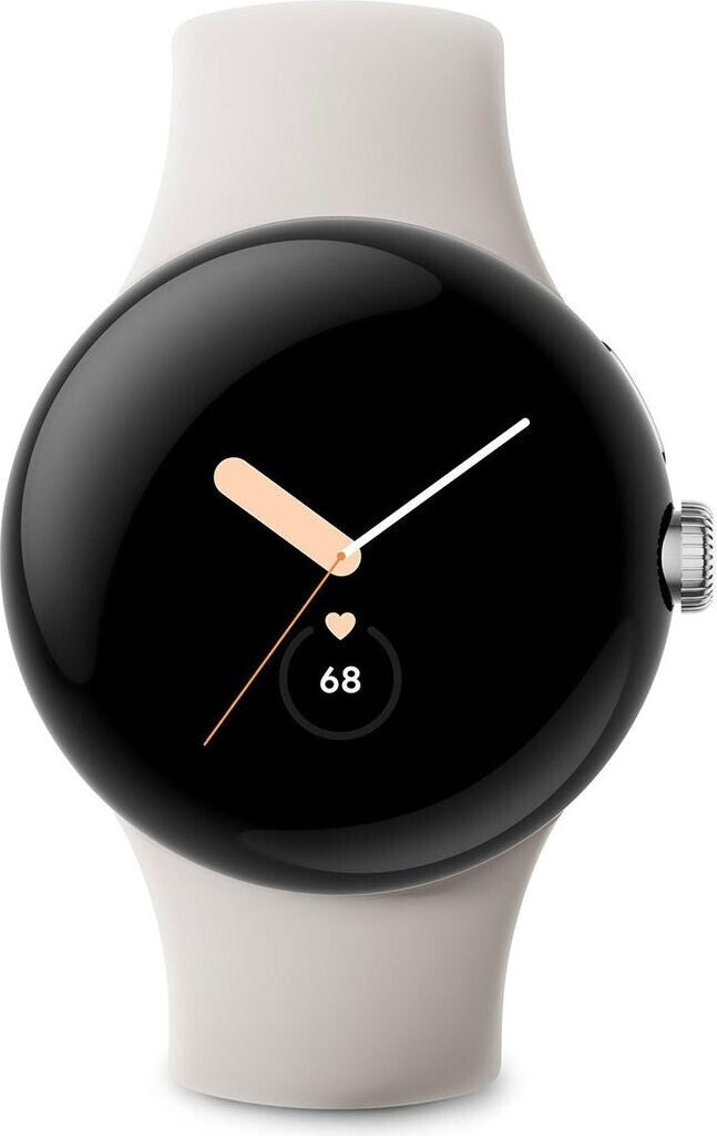 Google Pixel Watch Bluetooth Polished Silver Sportarmband Chalc