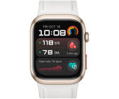 Android Smartwatch, Gehäusefarbe gold, Armbandfarbe weiß, 1,82 Zoll, iOS kompatibel, Android kompatibel, Aluminium Gehäuse, Textil Armband, OLED Display