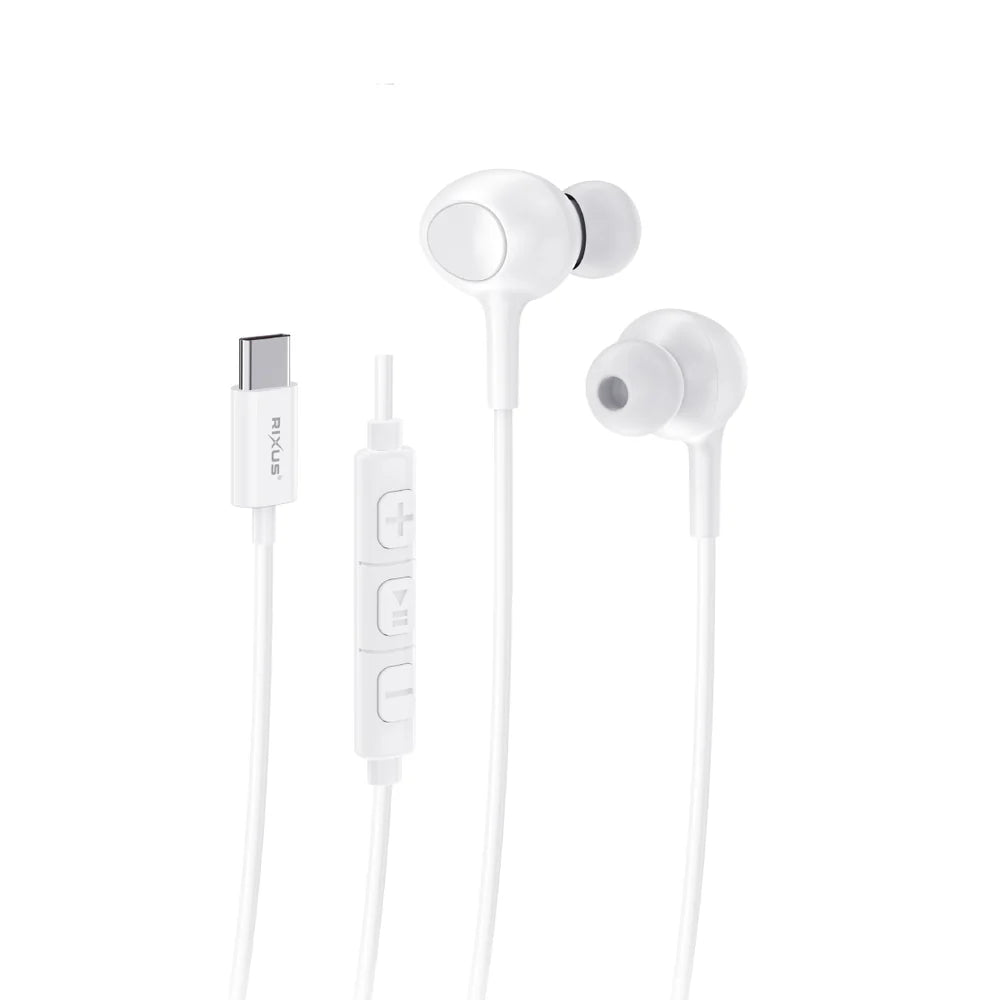 Rixus USB-C Kabel Kopfhörer - Weiß