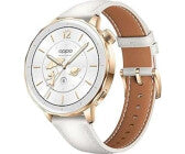 Outdoor-Uhr, Gehäusefarbe gold, Armbandfarbe weiß, 1,32 Zoll, GPS, Android kompatibel, Leder Armband, AMOLED Display