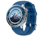 Outdoor-Uhr, Gehäusefarbe silber, Armbandfarbe blau, 1,5 Zoll, GPS, Android kompatibel, Edelstahl Gehäuse, Fluorelastomer Armband, AMOLED Display