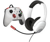 PDP Rematch Xbox Series X|S &amp; PC Advanced Wired Controller + Airlite Stereo Gaming Headset Radial White Bundle Pack
