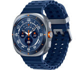 Android Smartwatch, Gehäusefarbe silber, Armbandfarbe blau, 1,5 Zoll, GPS, Unisex, Android kompatibel, Titan Gehäuse, Silikon Armband, Super AMOLED Display