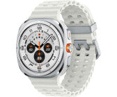 Android Smartwatch, Gehäusefarbe silber, Armbandfarbe weiß, 1,5 Zoll, GPS, Unisex, Android kompatibel, Titan Gehäuse, Silikon Armband, Super AMOLED Display