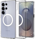 Coque Spigen pour Galaxy S25 Ultra, Spigen Ultra Hybrid Mag avec MagSafe, Transparent-Blanc