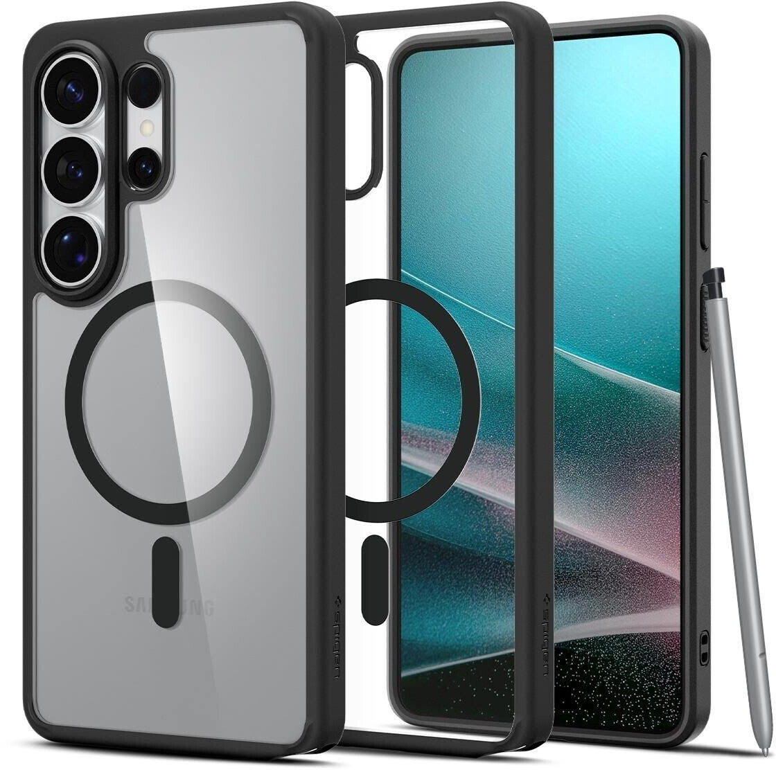 Spigen Phone Case for Galaxy S26 Ultra Ultra Hybrid Mag with MagSafe Transparent-Black