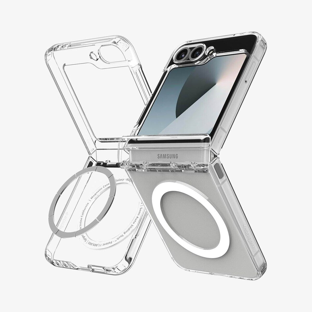Spigen Handyhülle für Galaxy Z Flip7 FE / 6 Ultra Hybrid Pro Mag mit MagSafe Transparent-Weiß